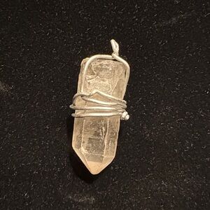 Silver Wrapped Quartz Crystal Pendant
